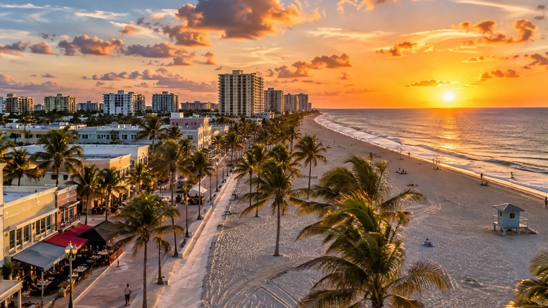 Hollywood Beach Florida coastline and Broadwalk